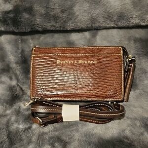 Dooney & Bourke Lizard Embossed Brown Wristlet